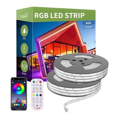 Kit de bande LED imperméable à l'eau 5M avec fonction de changement de couleur RVB et flux lumineux élevé de 110lm