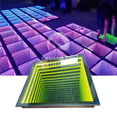 Portable 3D Infinity LED Mirror Piles numériques Lumière de sol de danse pour les mariages et les fêtes