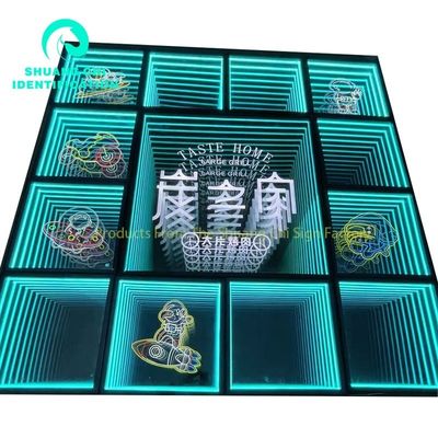Éclairage extérieur 3D LED jusqu'à l'abîme du sol miroir néon abyssal miroir magique Taille personnalisée