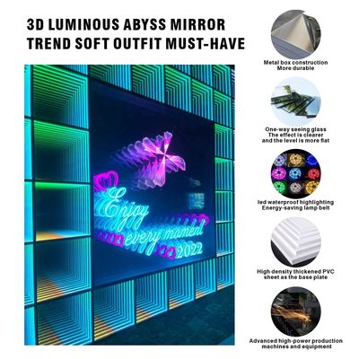 Éclairage extérieur 3D LED jusqu'à l'abîme du sol miroir néon abyssal miroir magique Taille personnalisée