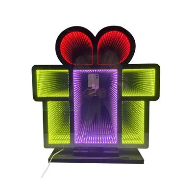 Boîte cadeau de Noël avec lumière LED et miroir magique acrylique Idéal