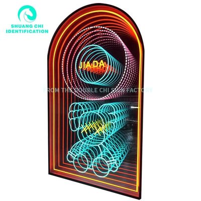 Épaisseur personnalisée miroir à carreaux en néon 3D parfait pour la décoration intérieure du magasin