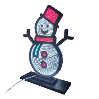 Cordon d'alimentation miroir à double face à l'infini lumière LED miroir acrylique magique bonhomme de neige de Noël