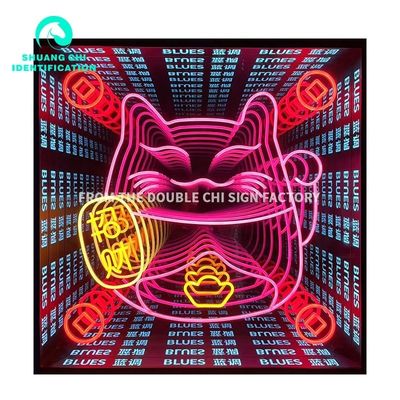 Rétroviseur stéréo 3D monté sur le mur / au sol en néon vert rouge bleu personnalisable