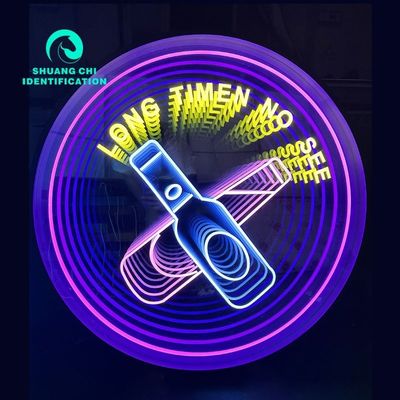 Publicité personnalisée mots lumineux miroir infini panneau au néon avec lumière au néon 3D réaliste