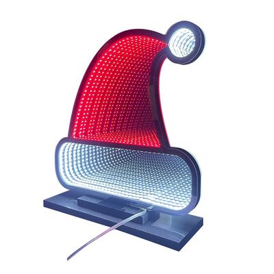 Décoration du festival de Noël 40cm Signes au néon à LED avec chapeau de père Noël 3D magique personnalisé