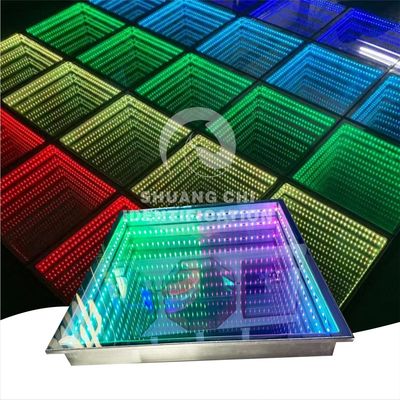 IP55-IP67 étanche à l'eau LED sol de danse pour la fête de mariage Scène DJ 3D miroir RGB éclairage