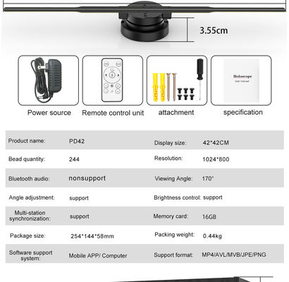 Temps de réponse de 24 heures 65cm/80cm/100cm Ventilateur d'hologramme 3D pour projection holographique aérienne