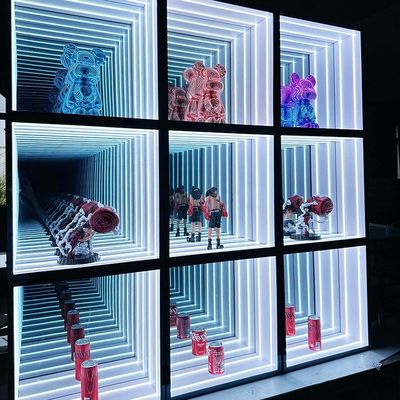 2024 Cas d'affichage à miroir magique à haute luminosité LED pour verre à vin de magasin de détail