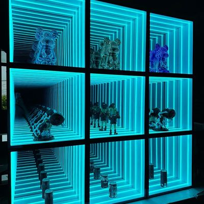 2024 Cas d'affichage à miroir magique à haute luminosité LED pour verre à vin de magasin de détail