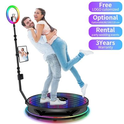Longueur du support rotatif 80-120 cm Photo Booth d'événement avec lumière en boucle et caméra vidéo 360