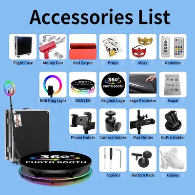 Longueur du support rotatif 80-120 cm Photo Booth d'événement avec lumière en boucle et caméra vidéo 360