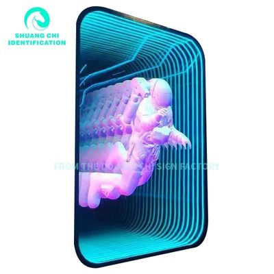 Personnalisation Abyss Neon Mirror Boîtes lumineuses publicitaires pour montage mural ou au sol