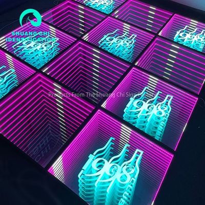 2023 Meilleur produit de riches couleurs intérieures 3D Mirror Neon Dance Floor pour DJ Disco Party