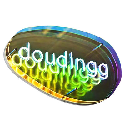 Miroir à plusieurs couches 3D Neon Sign Miroir avec logo LED de couleur personnalisée Gradient Parfait