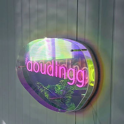 Miroir à plusieurs couches 3D Neon Sign Miroir avec logo LED de couleur personnalisée Gradient Parfait