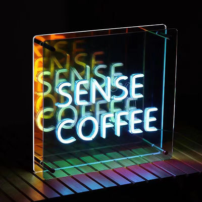 Miroir à plusieurs couches 3D Neon Sign Miroir avec logo LED de couleur personnalisée Gradient Parfait