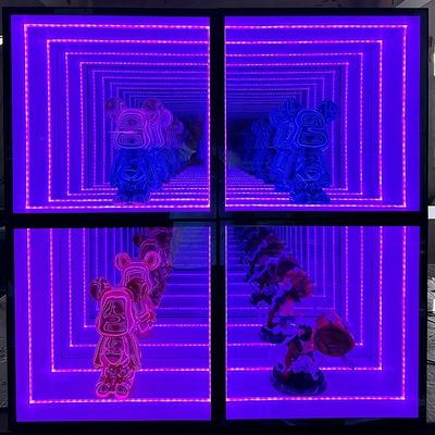 Armoire d'affichage à miroir à l'infini lumineuse LED pour meubles Bar à vin en rouge blanc bleu