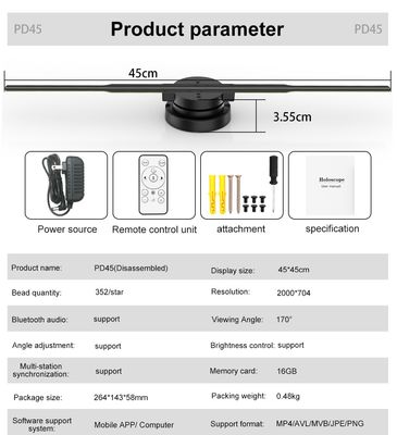 42 cm 52 cm 65 cm 70 cm 100 cm Écran de projecteur Led 3D Hologram Fan pour les annonces dans le magasin