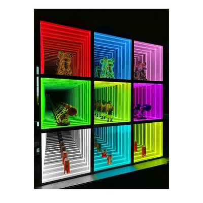 Couleurs personnalisables LED Casse d'affichage miroir en verre pour le style moderne Cabine de vin personnalisée