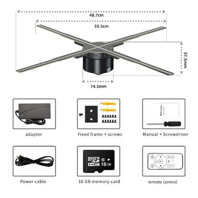Supermarchés Contenu télécharger APP 75x2 Hologramme Wifi Ventilateur LED pour la projection d'hologramme 3D