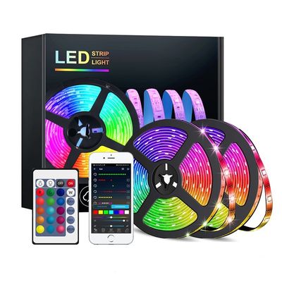 12V 50ft 15M 5050 RGB LED Strip Synchronisation de la musique en changeant de couleur avec télécommande et app