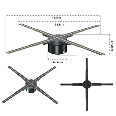 Affichage publicitaire accrocheur Ventilateur holographique 3D avec projection haute définition