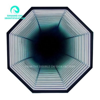 Couleur LED 3D murale au néon tunnel miroir infini pour la décoration intérieure