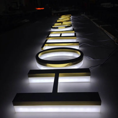 Logos de la société électronique 3d Signe de lettre en acier inoxydable Signe rétroéclairé avec conception libre