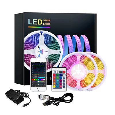 Décoration de la maison intelligente 5050 bande lumineuse LED RVB avec synchronisation musicale et télécommande
