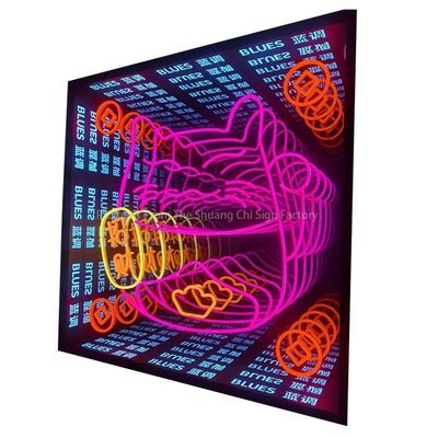 Miroirs au néon abîme parfait point focal personnalisé miroir au néon infini avec support de faible luminosité