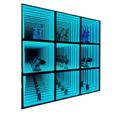 Accueil Entreprise Cabinet d'affichage de lumière néon de miroir d'abîme DC12V/AC110-220V Voltage