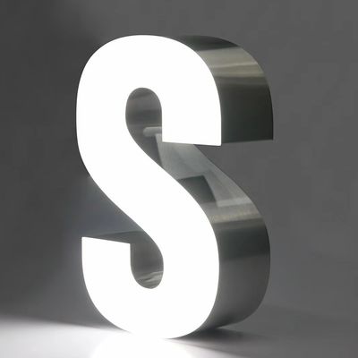 Affichage de magasin en acier inoxydable avec acrylique LED caractères lumineux en couleur personnalisée