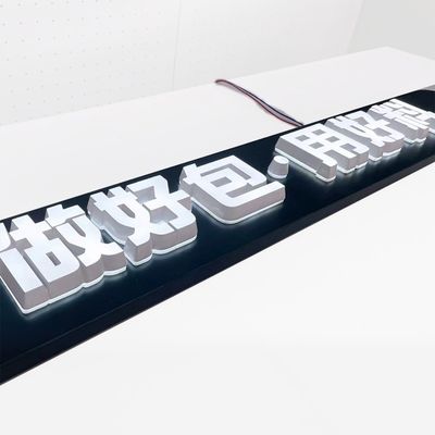 Lumière rétro-éclairée Lumières de lettres à LED métalliques Signe acrylique en acier inoxydable Caractère lumineux pour l'affichage