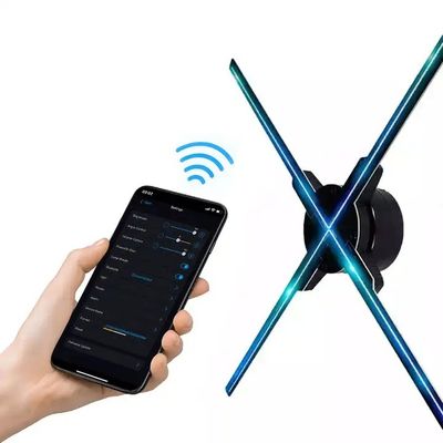 1800 luminosité mur Hologramme publicitaire 3D Affichage avec APP Télécharger le contenu à venir