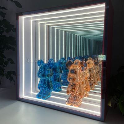 Intérieur extérieur suspendu mur led changement de couleur lumière décorative abîme miroir à l'infini affichage de miroir armoire