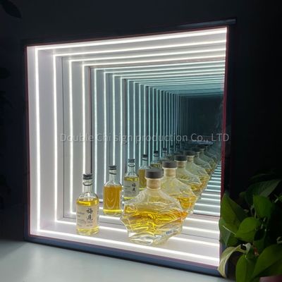 Intérieur extérieur suspendu mur led changement de couleur lumière décorative abîme miroir à l'infini affichage de miroir armoire