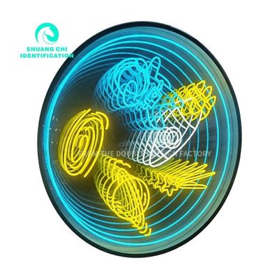 Fixe à vis de mur de forme personnalisée Abyss Neon Mirror pour la décoration intérieure contemporaine