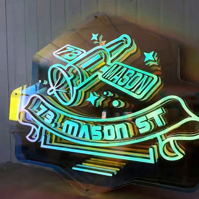 Couleurs personnalisables 3D LED effet d'infini Miroir Lumière néon signe avec matériau en verre