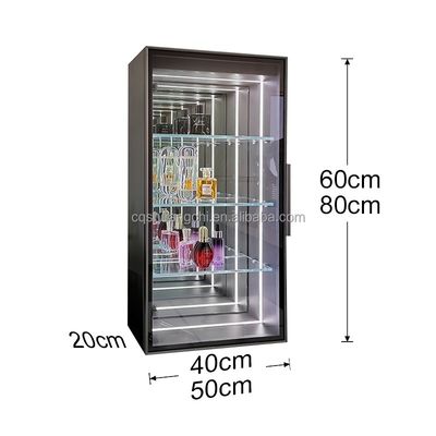 Étui d'affichage de miroir magique de magasin de détail avec épaisseur personnalisée et luminaire LED
