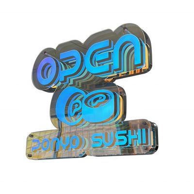 DC 12V/AV110V-220V lettres de miroir d'abîme infini pour les portes de magasins commerciaux sur mesure