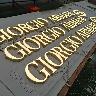 Logo personnalisé caractères lumineux avec éclairage à bande LED acrylique en acier inoxydable