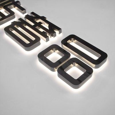 Logo personnalisé caractères lumineux avec éclairage à bande LED acrylique en acier inoxydable