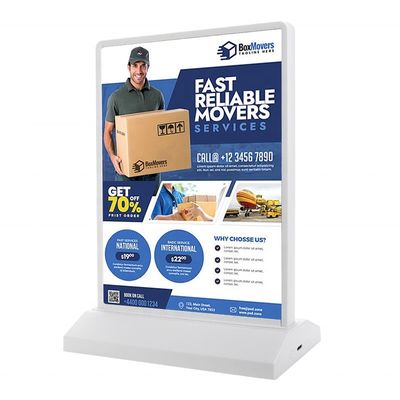 Boîte à lumière à LED verticale à double face pour les menus de restaurants aux couleurs personnalisées