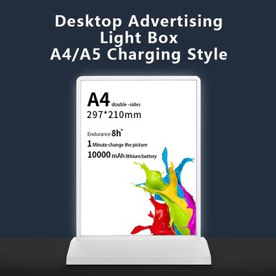 Affichage publicitaire à LED USB personnalisé Bureau A4 Affiche Menu Porteur Light Box