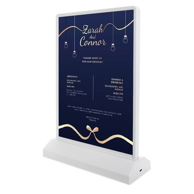 A4 / A5 rechargeable Acrylique Flashing Led Table Menu Restaurant Carte d'affichage détenteur Stand