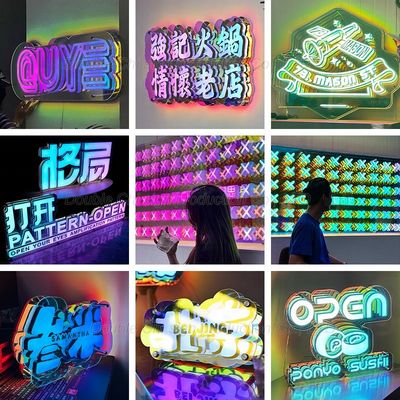 Signes LED personnalisés DC 12V Spiegel LED 3D Tiefeffekt Infinity Mirror Signe et logo avec sans fil