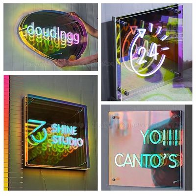 Signes LED personnalisés DC 12V Spiegel LED 3D Tiefeffekt Infinity Mirror Signe et logo avec sans fil
