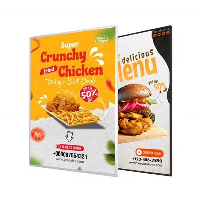 Cadre en aluminium rectangulaire ouverte boîte lumineuse ultra-mince pour le panneau d'affichage du tableau de menu LED