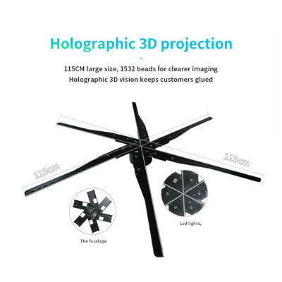 Ventilateur LED holographique 3D haute résolution de 115 cm pour la marque intérieure et extérieure